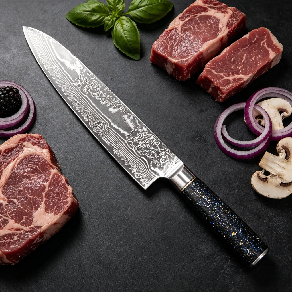 67-Layer Damascus Chef Knife – 8" Gyuto Kitchen Blade Damascus Chef Knife Axl