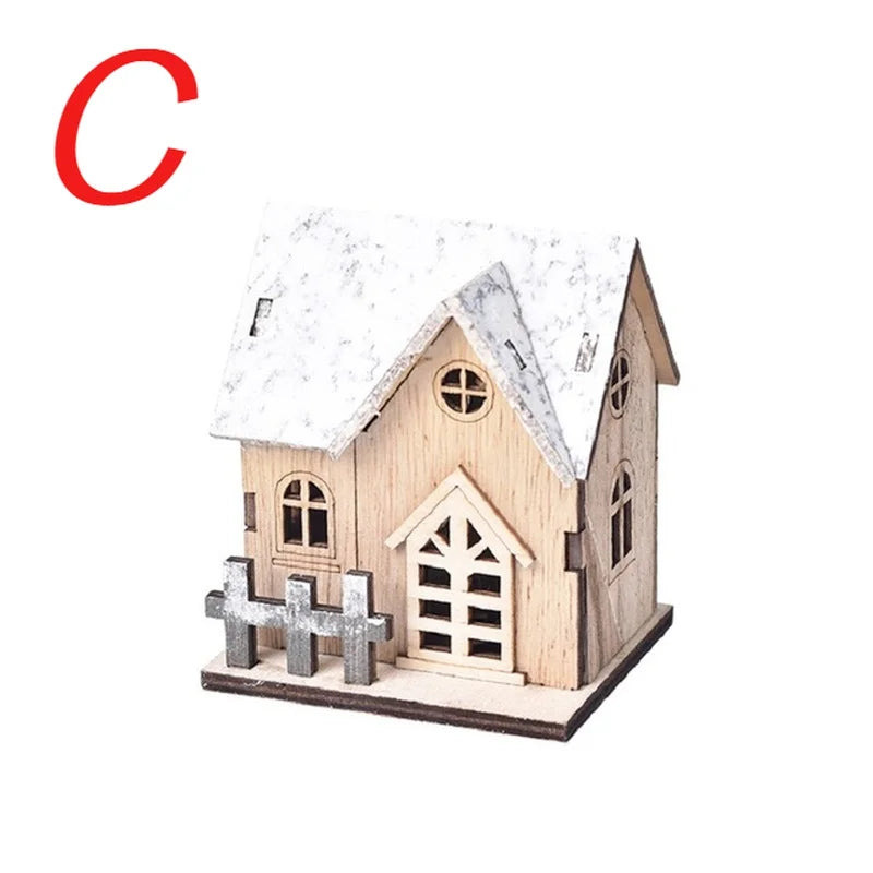 Christmas LED Wooden House Ornament – Festive Xmas Cabin Decor Christmas Ornament Axl C