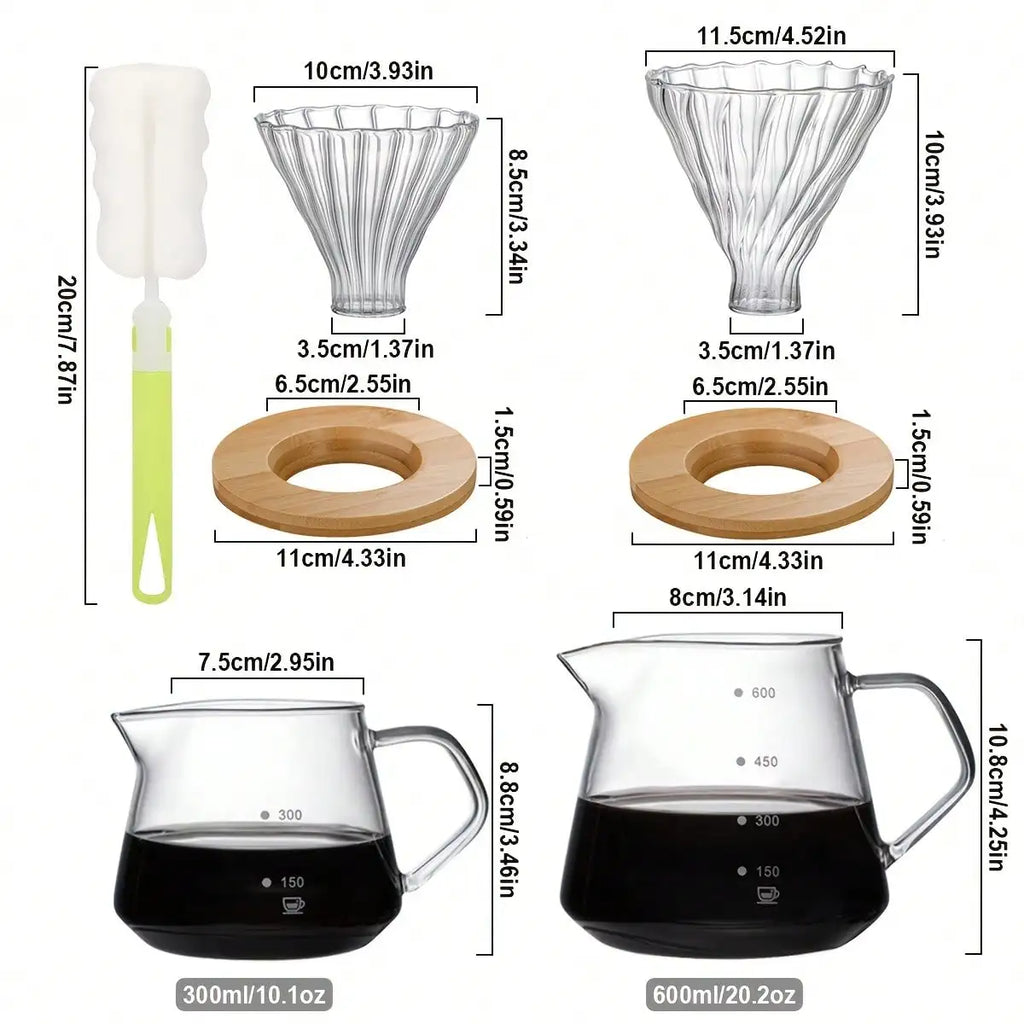 Pour Over Coffee Maker Set – Borosilicate Glass Dripper & Carafe Pour Over Coffee Set Axl
