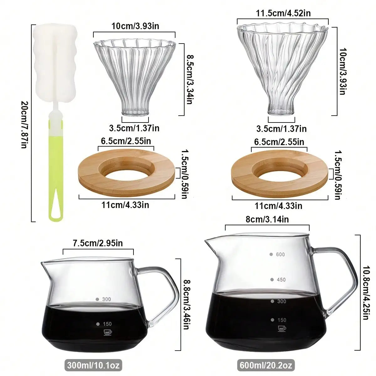 Pour Over Coffee Maker Set – Borosilicate Glass Dripper & Carafe Pour Over Coffee Set Axl