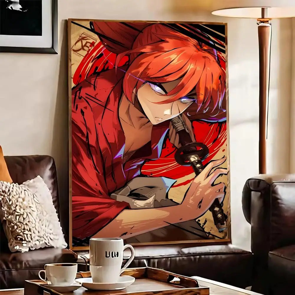 Rurouni Kenshin Anime Poster Self-Adhesive Wall Art Sticker Anime Wall Sticker Axl