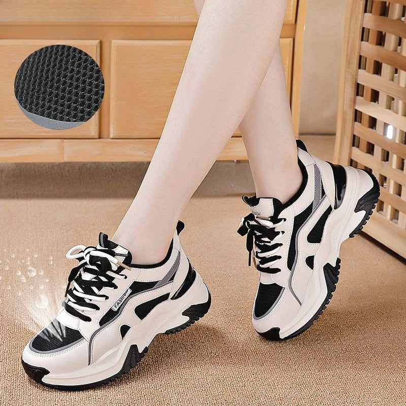 YEAE Women's Retro Platform Sneakers – Casual Lace-Up Shoes Platform Sneakers Axl black 38