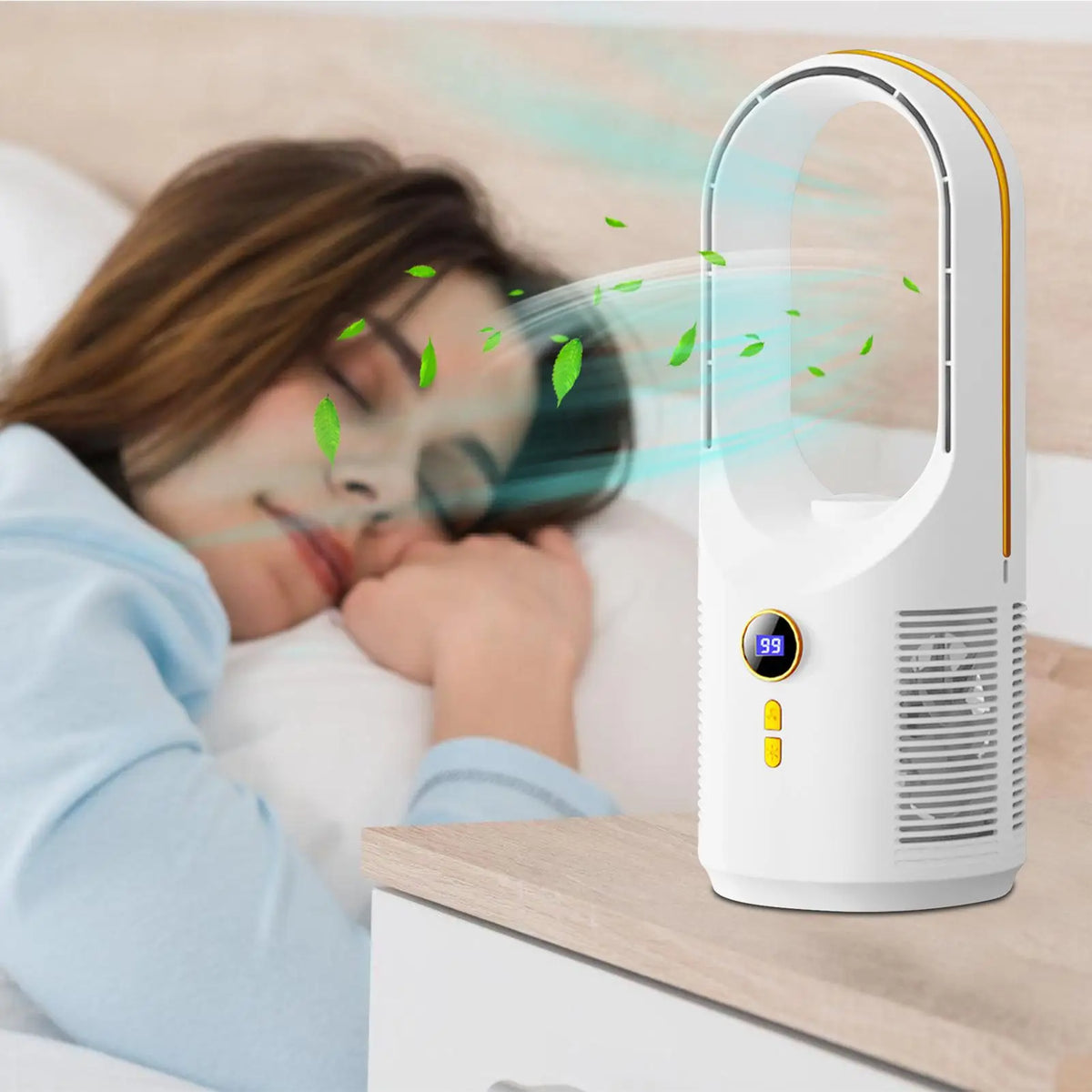 Portable Bladeless Desk Fan USB Rechargeable 1800mAh Night Light Bladeless Desk Fan Axl