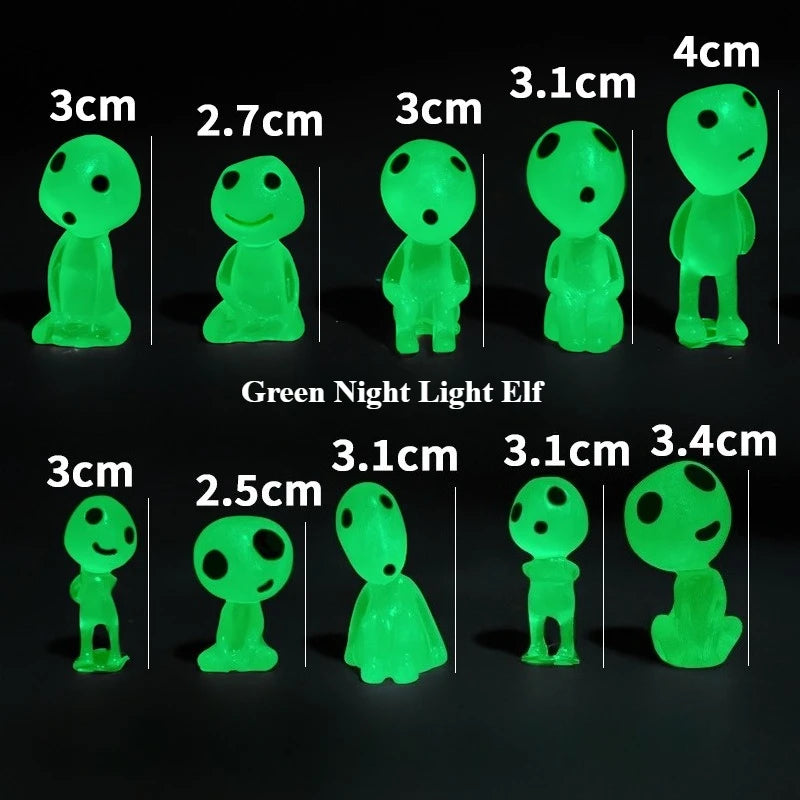 10-Pack Glow-in-the-Dark Tree Elf Resin Figures | Garden Décor Garden Figurine Set Axl Green-10pcs