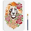 A4 Lion Flower Stencil – Reusable PET Art Template & Paint Brush Art Craft Stencil Axl AECH04-18667
