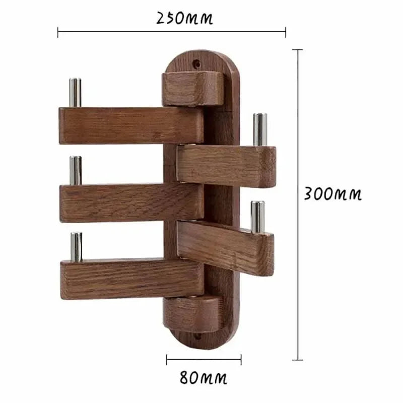 Solid Oak Wall-Mounted Coat Rack – 5 Rotatable Hooks Wall-Mounted Coat Rack Axl