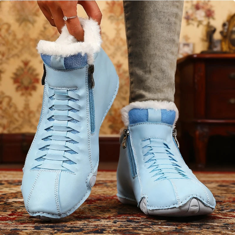 Women's Winter Fur Lined High-Top Sneakers | Side Zipper Winter High-Top Sneakers Axl
