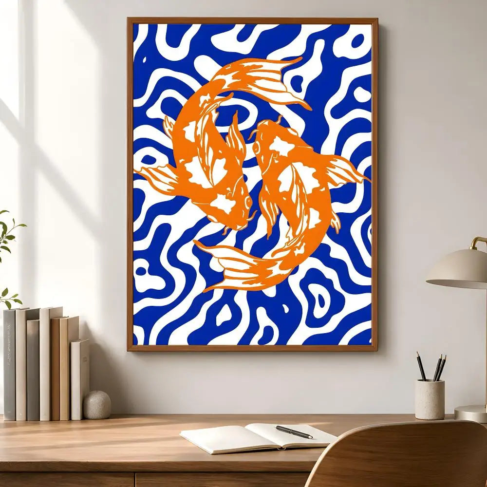 Japanese Okinawa Koi Fish Waterproof PVC Wall Sticker Poster Wall Sticker Poster Axl