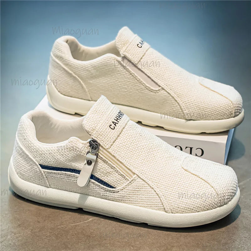 Men's Canvas Ankle Zip Sneakers – Lightweight Anti-Slip Boots Canvas Ankle Sneakers Axl