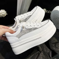 Women's 7CM Platform Sneakers – Slip-On Height Boosting Shoes Platform Sneakers Axl white gray-1 37