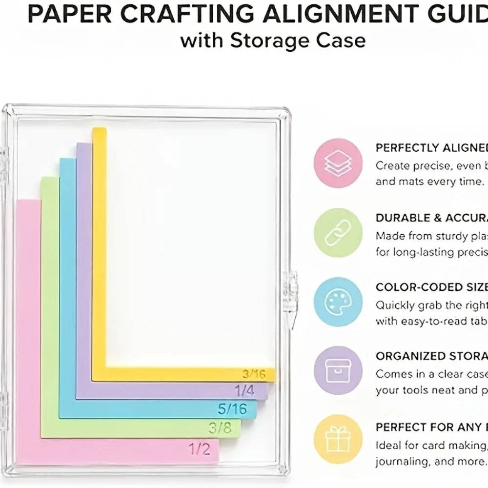 Color-Coded Paper Crafting Alignment Guides | 5/7Pc Set Crafting Alignment Rulers Axl
