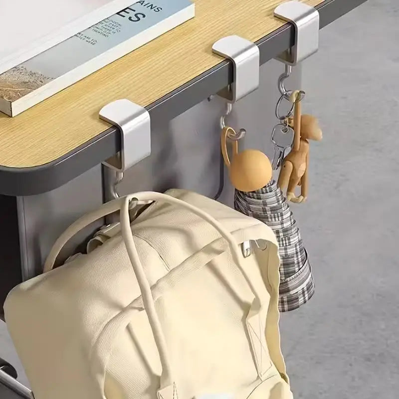 4-Pack Removable Desk Hooks – Backpack & Headphone Hanger Desk Organizer Hooks Axl