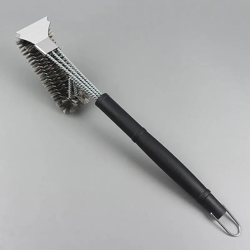 Steel Wire BBQ Grill Cleaning Brush – Heavy-Duty Scrubber BBQ Grill Brush Axl wire brush with scra
