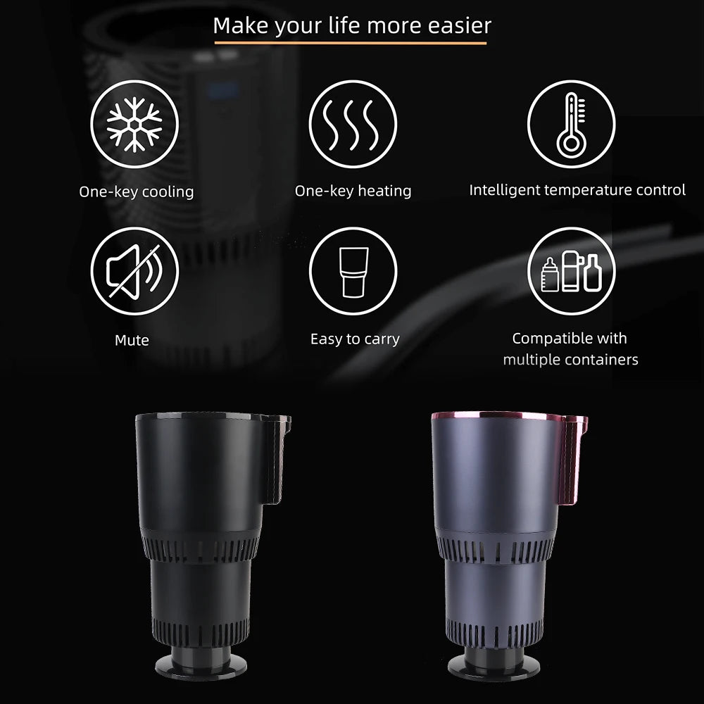 DC 12V Car Cup Holder Warmer & Cooler | Smart Temp Display Car Cup Warmer Cooler Axl