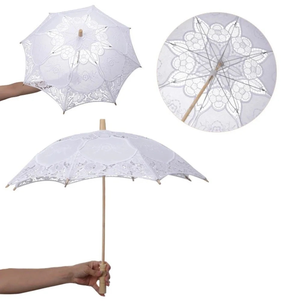 Lace Parasol Umbrella – Wedding Prop & Flower Girl Décor Decorative Lace Parasol Axl white-53cm