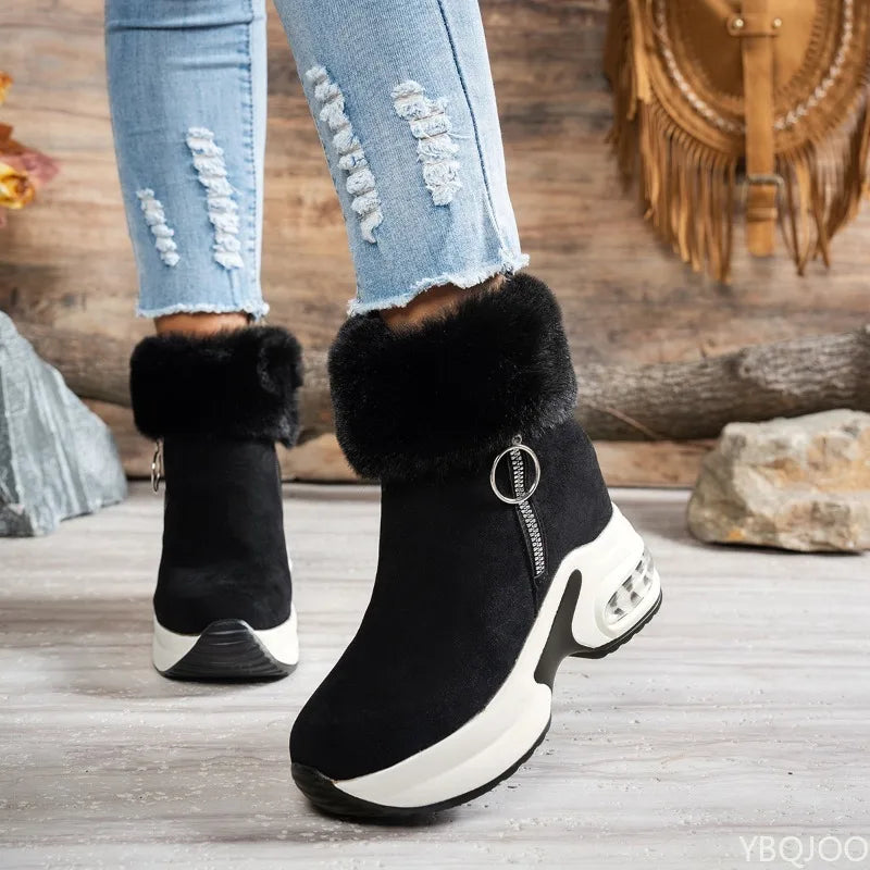 Women's Winter Ankle Boots – Anti-Slip Thick Sole Zip-Up Women's Ankle Boots Axl 43 black