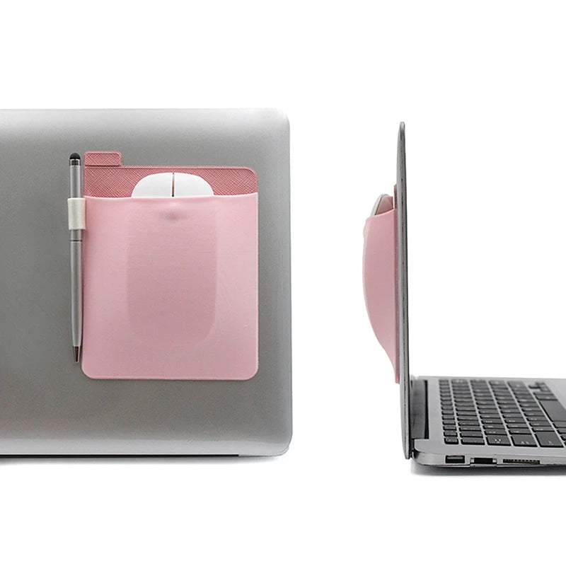 Adhesive Laptop Mouse Storage Bag | Stick-On Pocket Pouch Mouse Storage Bag Axl
