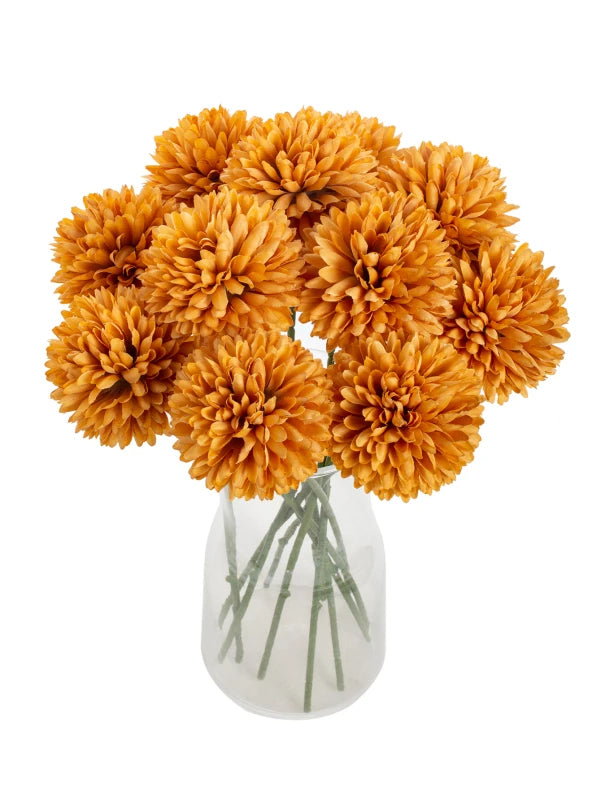 Silk Artificial Dandelion Hydrangea Flowers | Wedding & Home Décor Artificial Silk Flowers Axl Brown 20 pcs