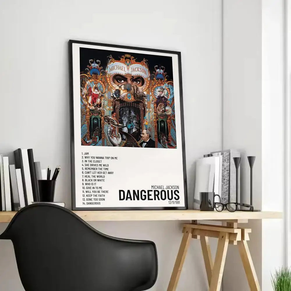 Michael Jackson Canvas Wall Art Poster – Album Cover Home Decor Canvas Wall Art Axl Black10 50X70cmFrameless