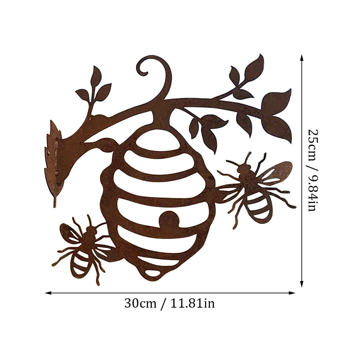 Metal Honeycomb Bee Garden Stake – Iron Art Outdoor Pendant Garden Art Stake Axl As shown