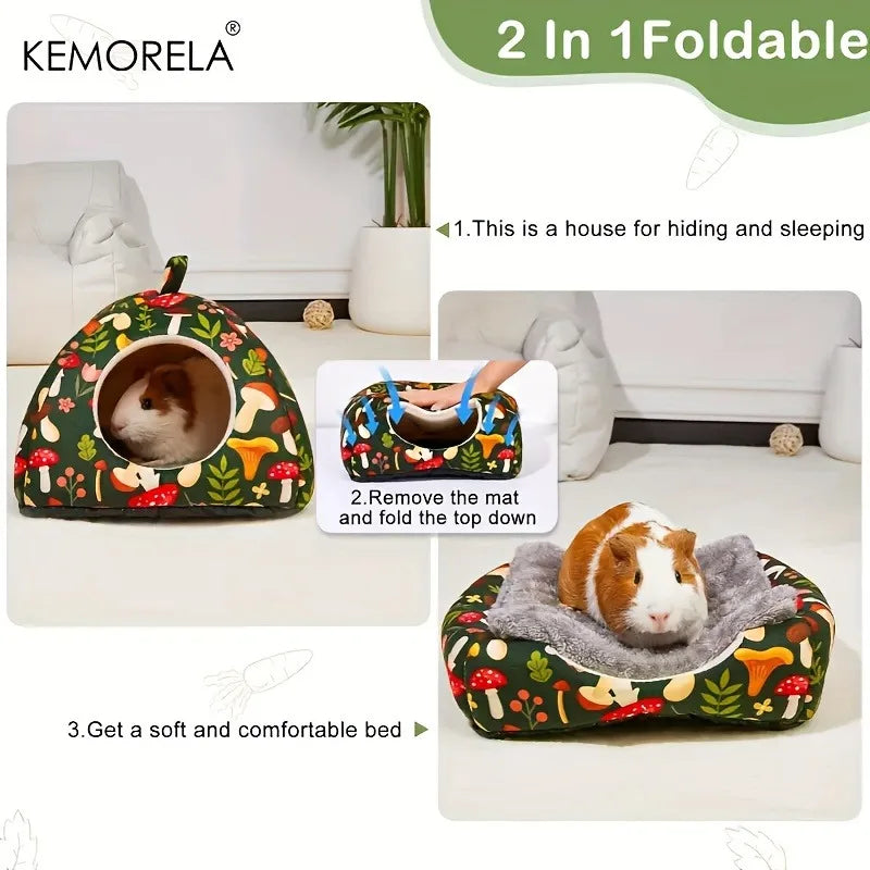 2-Piece Glitter Guinea Pig Hideout & Tunnel | Washable Pet Bed Small Pet Hideout Set Axl