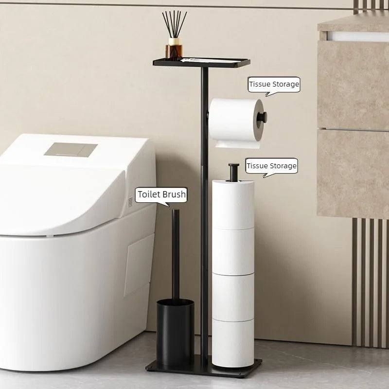 Stainless Steel Floor Bathroom Organizer & Toilet Paper Holder Bathroom Storage Rack Axl
