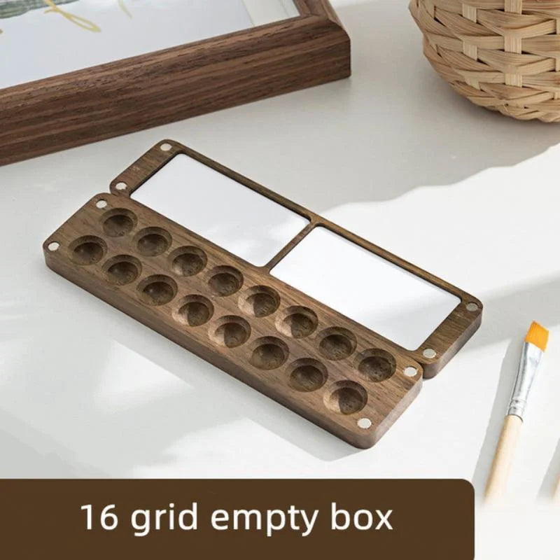 Handmade Wooden Watercolor Palette Box – Magnetic Travel Case Watercolor Palette Box Axl army green