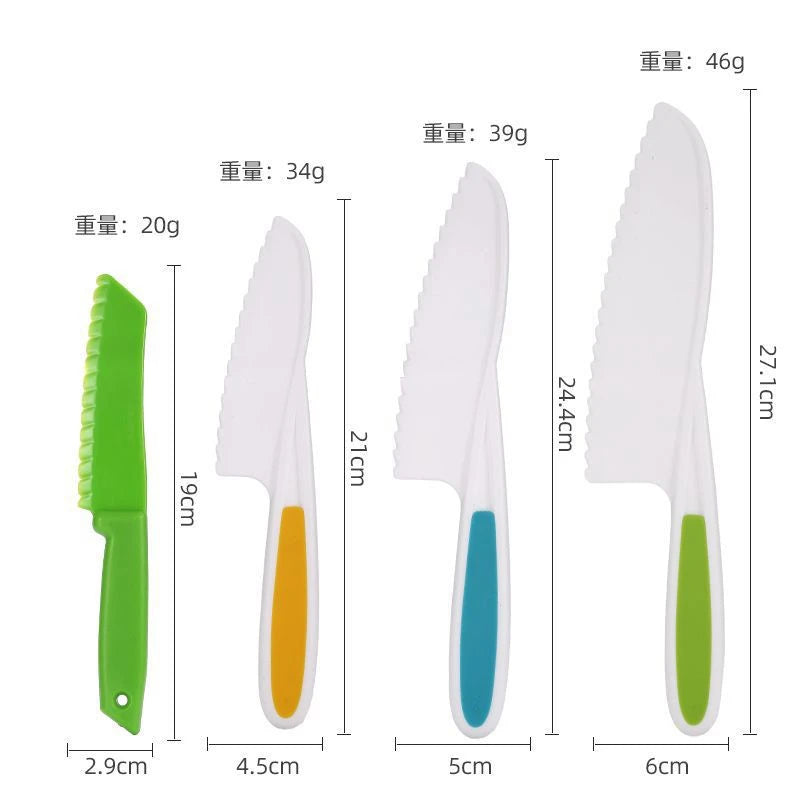Kids Plastic Kitchen Knife Set – Safe Serrated Cooking Knives Kids Kitchen Knife Set Axl 4pcs