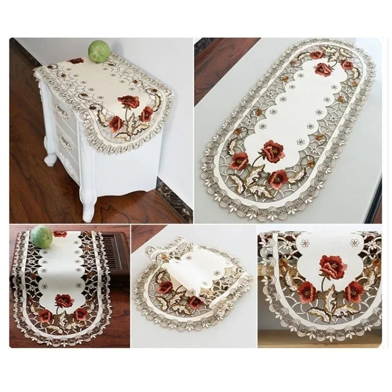 European Hollow Embroidered Table Runner 40x85cm | Lace Décor Table Runner Axl