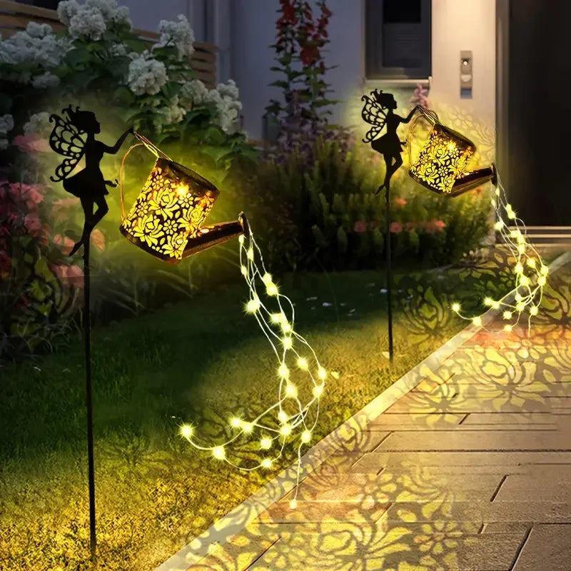 Solar Fairy Watering Can Light – Vintage Metal Garden Decor Solar Garden Light Axl