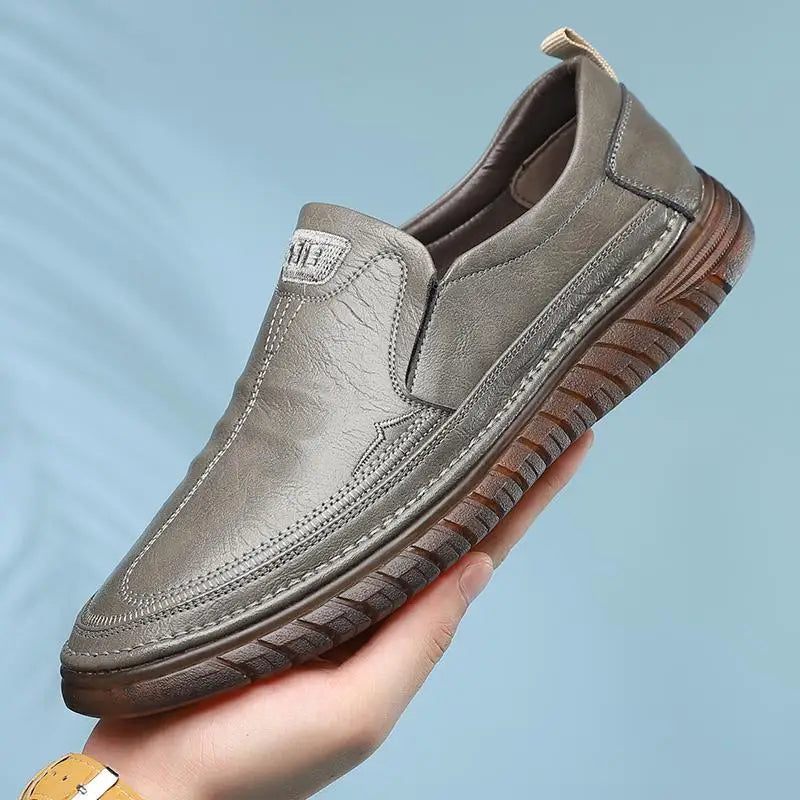 Men's Genuine Cowhide Leather Loafers – Slip-On Driving Shoes Leather Loafer Shoes Axl