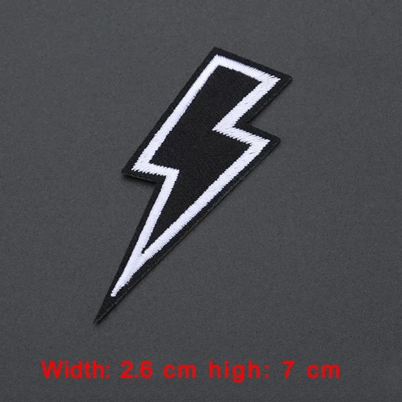 2-Pack Lightning Bolt Embroidered Iron-On Patches – Punk Style Iron-On Patch Axl
