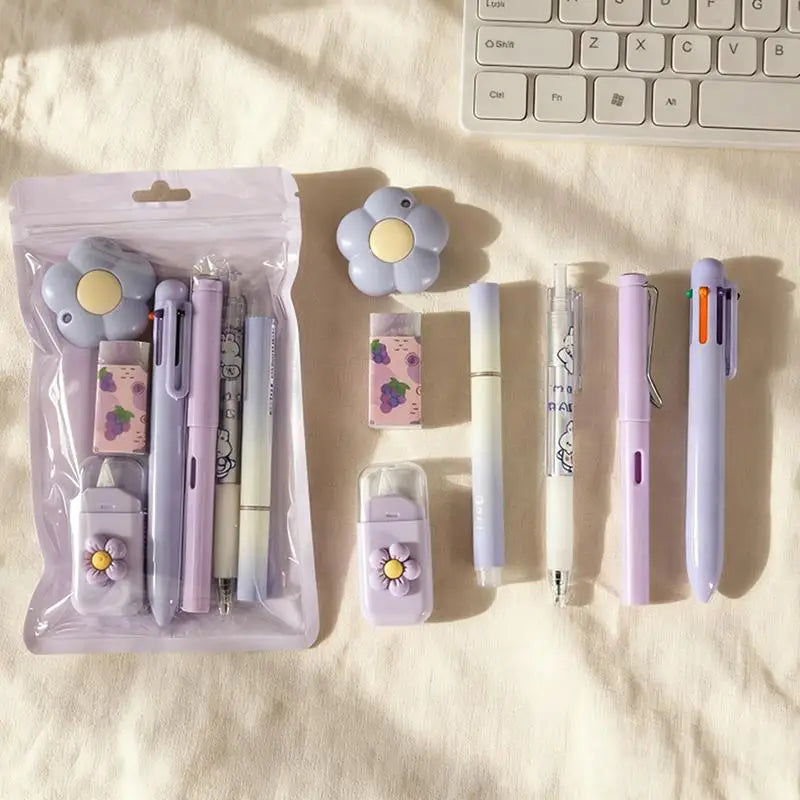 7-Piece Gel Pen Stationery Set – Student & Office Writing Kit Gel Pen Set Axl purple