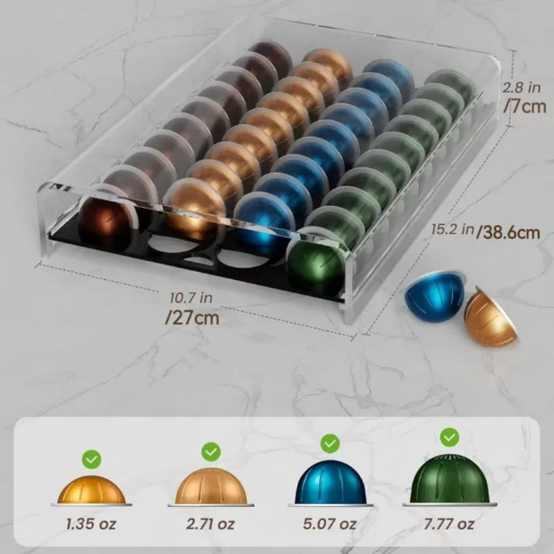 Acrylic Coffee Capsule Storage Rack – Modern Minimalist Organizer Coffee Pod Rack Axl Black Capsule Holder