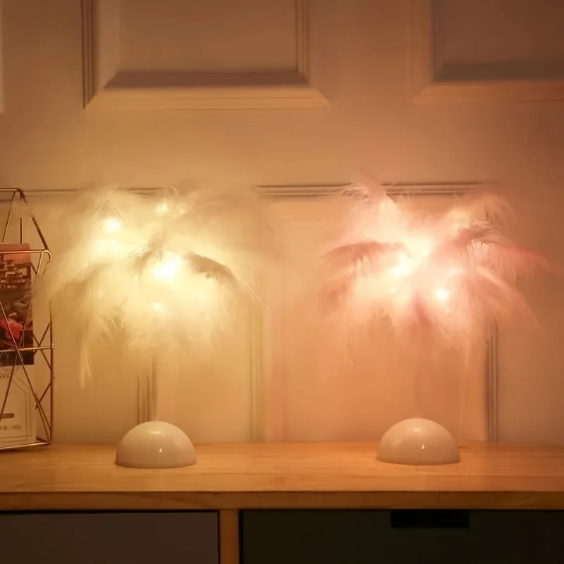 LED Feather Table Lamp – Warm White Night Light & Home Decor Decorative Night Light Axl