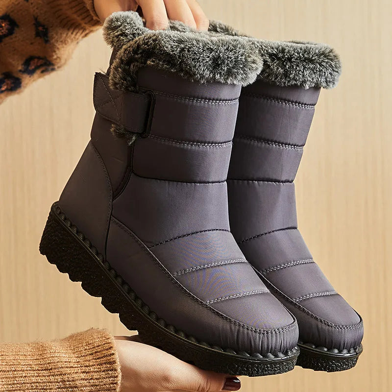 Women's Waterproof Fur-Lined Ankle Snow Boots | Low Wedge Women's Snow Boots Axl GRAY 43