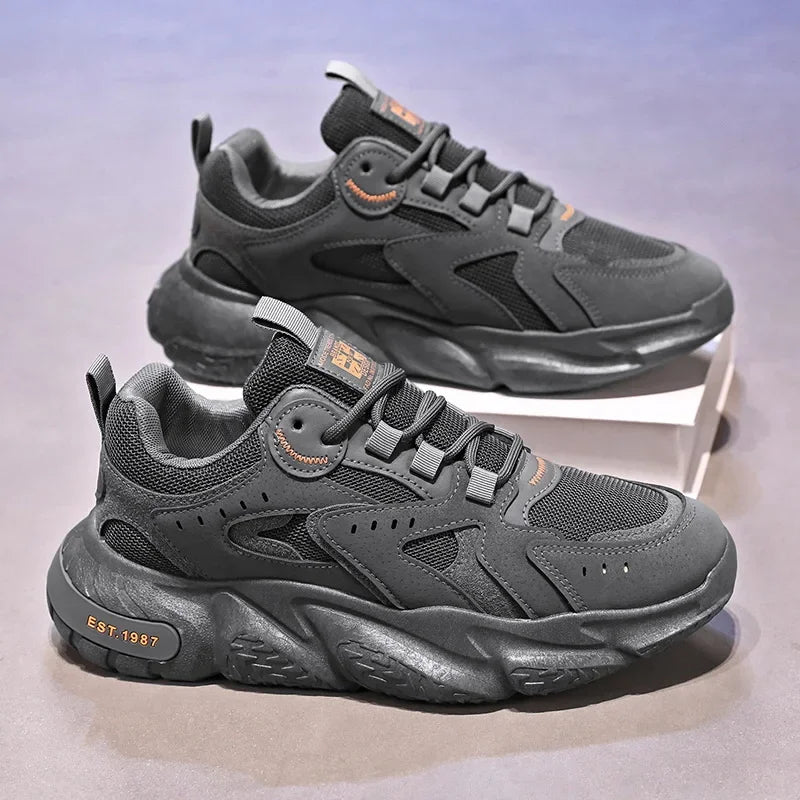 Men's Breathable Mesh Sneakers – Thick Sole Non-Slip Sport Shoes Men's Sneakers Axl Grey 39