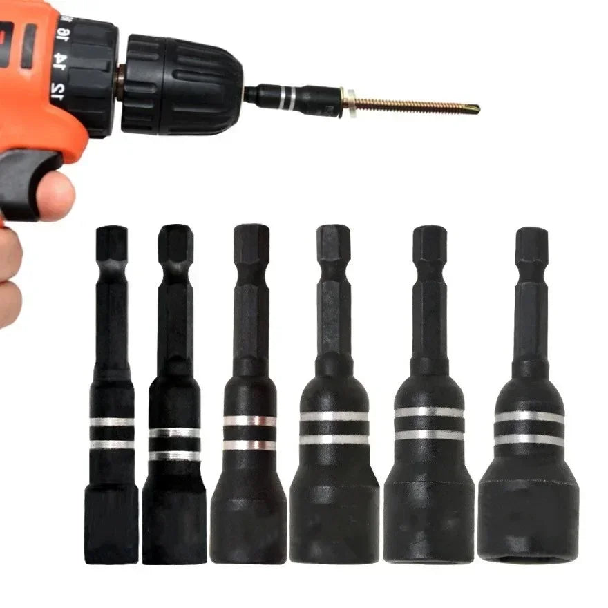 6-Piece Magnetic Socket Nut Driver Set 6–14mm | Hex Drill Bit Socket Driver Set Axl