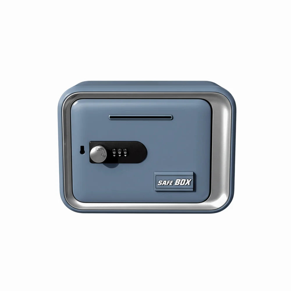 Password Lock Piggy Bank Mini Safe Box – Kids Coin & Bill Slot Kids Piggy Bank Safe Axl Blue