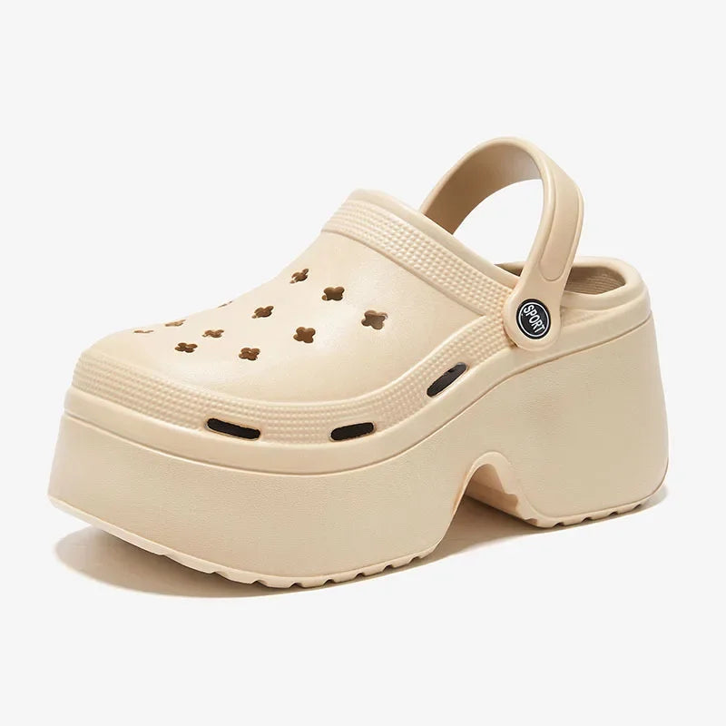 Women's EVA Chunky Platform Clogs – Closed Toe Beach Slides Platform Clogs Axl Khaki 35-36