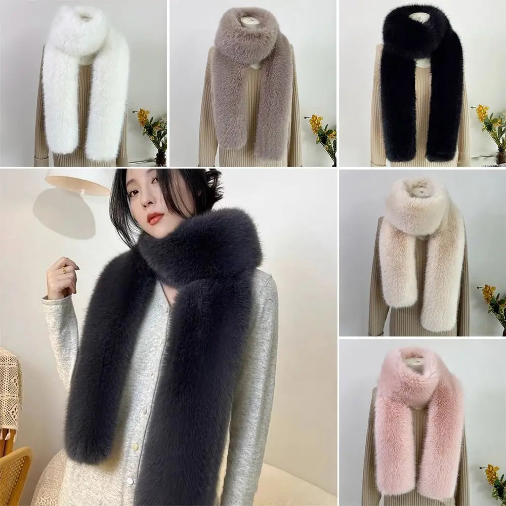 Women's Faux Fur Long Scarf Shawl Wrap 180cm – Soft & Cosy Faux Fur Scarf Axl