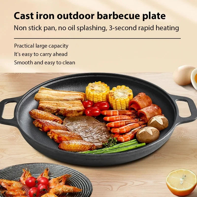 Cast Iron Non-Stick Skillet 28cm – Multipurpose Flat Frying Pan Cast Iron Skillet Axl