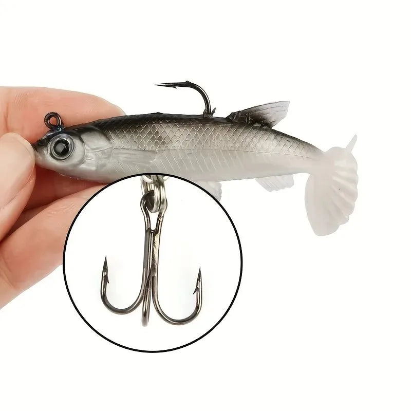 Soft Fishing Lure Kit 8cm 14g – 5pc Artificial Bait & Hooks Soft Fishing Lure Axl