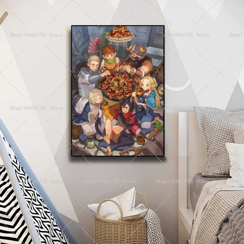 Anime Dungeon Meshi Wall Poster – Waterproof Self-Adhesive Sticker Anime Wall Poster Axl