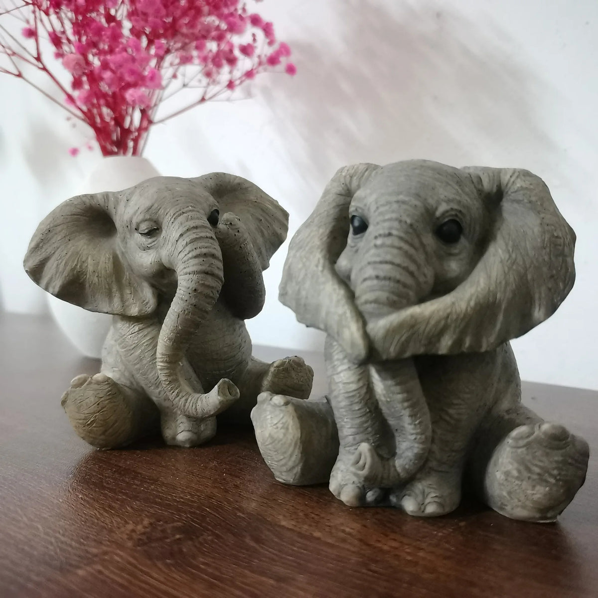 Feng Shui Gray Elephant Figurines Set of 3 | Resin Decor Decorative Figurine Set Axl