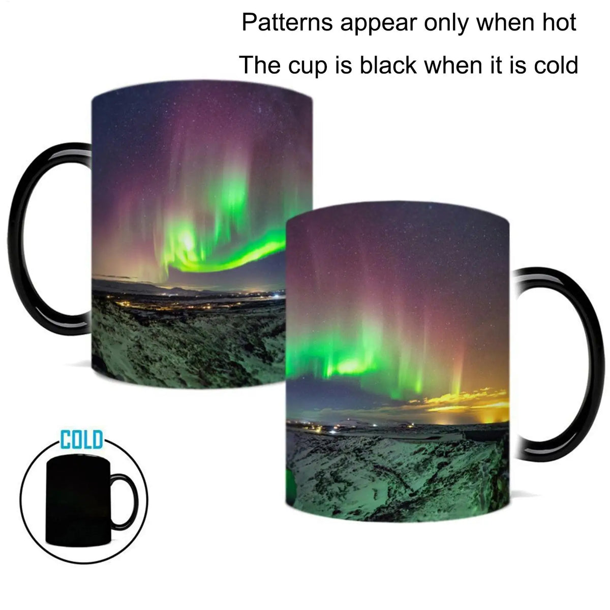 Northern Lights Heat Changing Magic Mug – 350ml Ceramic Colour Changing Mug Axl