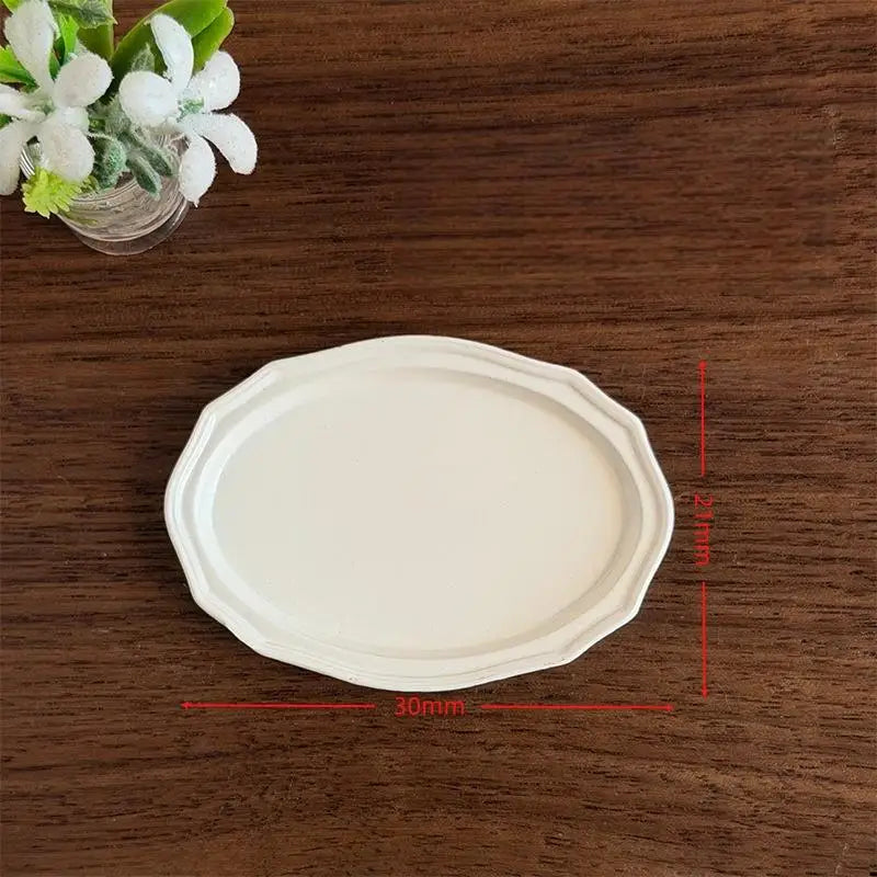 1/12 Dollhouse Miniature Oval Metal Dish – Retro Kitchen Plate Dollhouse Accessory Axl A1
