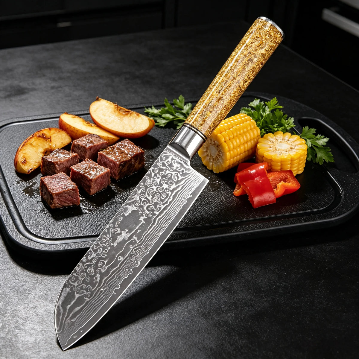 67-Layer Damascus Steel Santoku Knife | Sharp Chef Knife Damascus Santoku Knife Axl