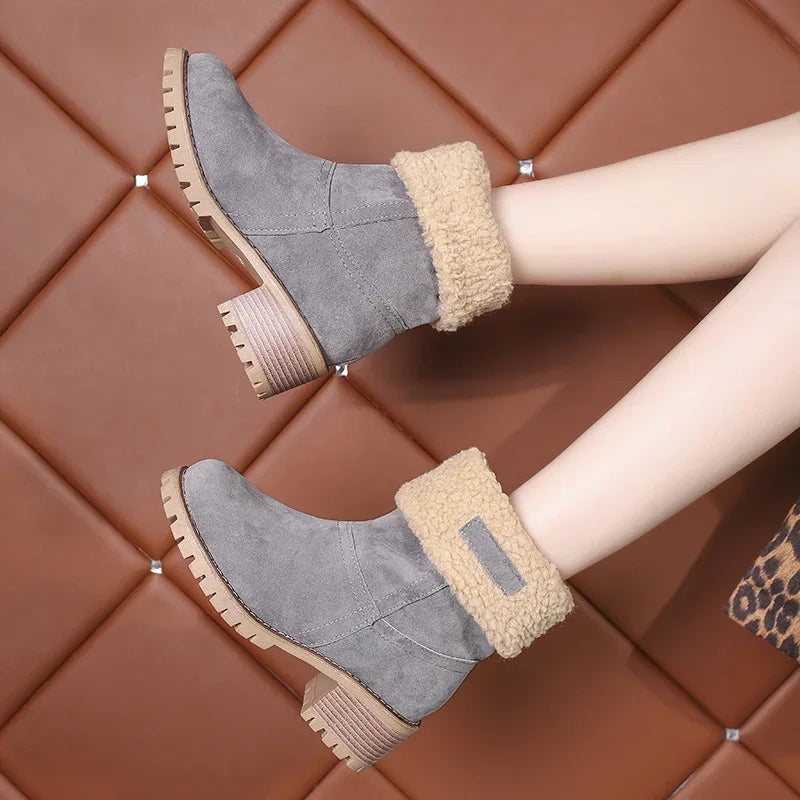 Women's Fur-Lined Snow Boots – Warm Winter Mid-Calf Booties Winter Snow Boots Axl