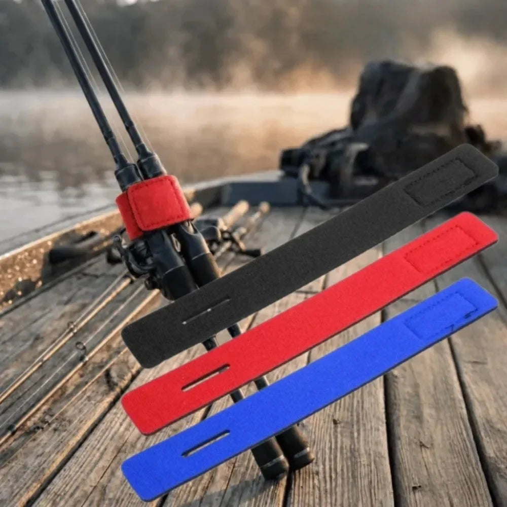 4-Pack Rubber Fishing Rod Tie Straps – Elastic Wrap Bands Fishing Rod Straps Axl